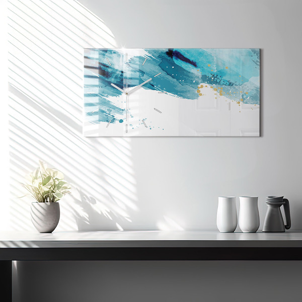 Horizontal wall clock Brush strokes