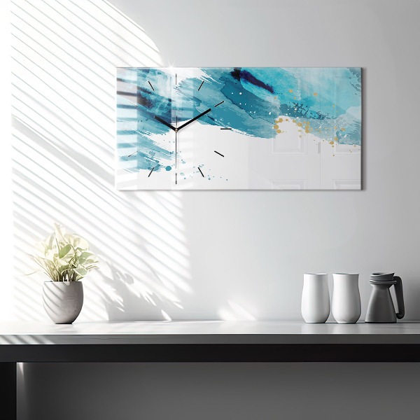 Horizontal wall clock Brush strokes