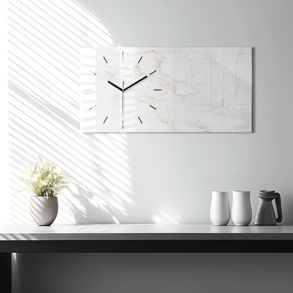 Horizontal wall clock Elegant marble