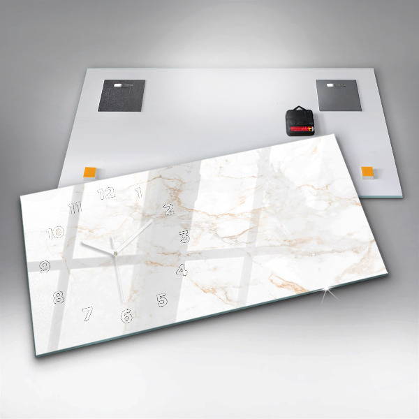 Horizontal wall clock Elegant marble