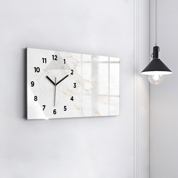 Horizontal wall clock Elegant marble
