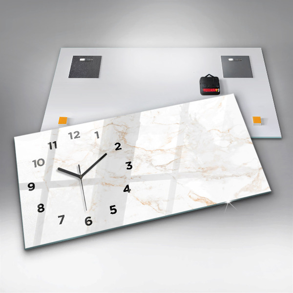 Horizontal wall clock Elegant marble