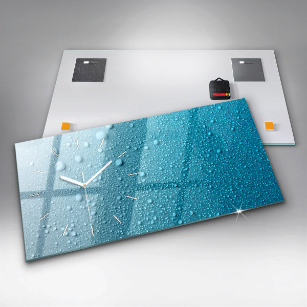 Horizontal wall clock Drops of water