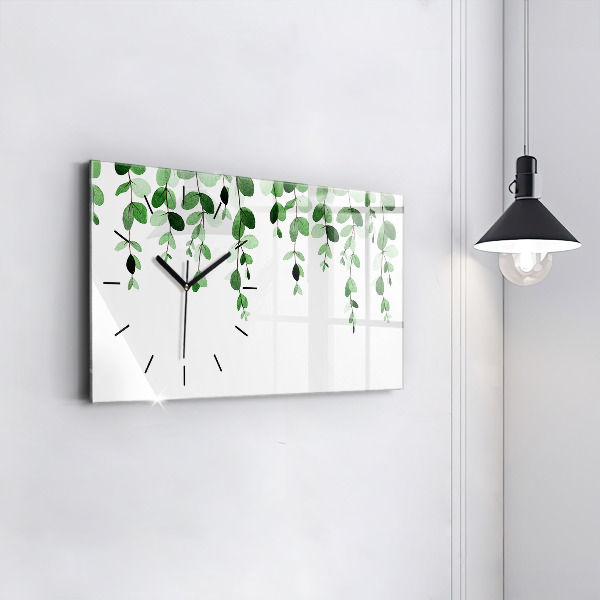 Horizontal wall clock Plant leaves
