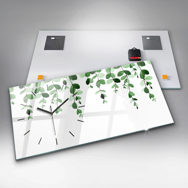 Horizontal wall clock Plant leaves