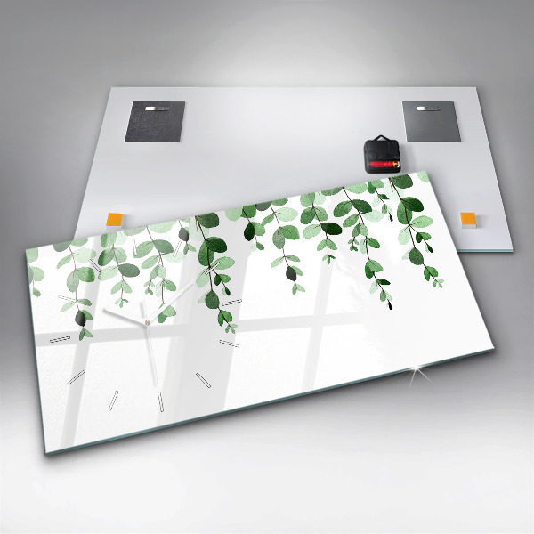 Horizontal wall clock Plant leaves