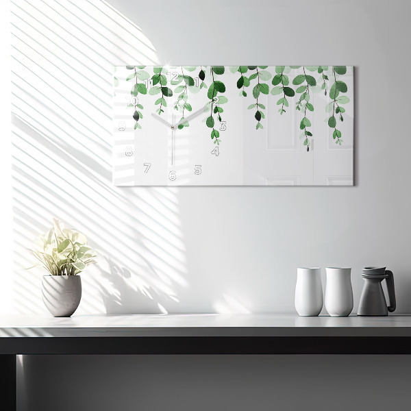 Horizontal wall clock Plant leaves