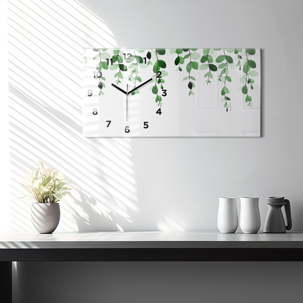 Horizontal wall clock Plant leaves