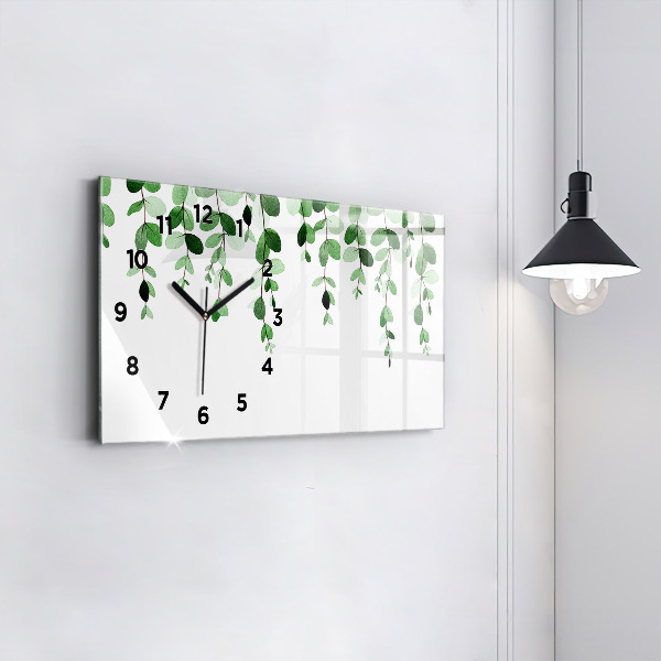 Horizontal wall clock Plant leaves