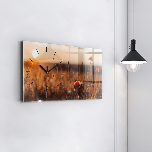 Horizontal wall clock Field sunrise