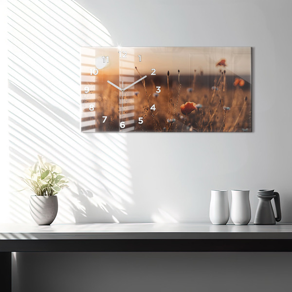 Horizontal wall clock Field sunrise