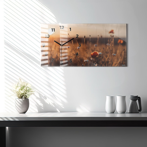 Horizontal wall clock Field sunrise