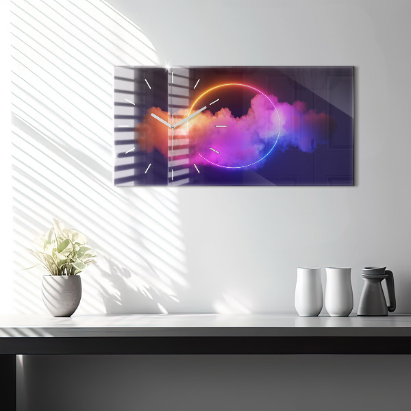 Horizontal wall clock 3D smoke abstract