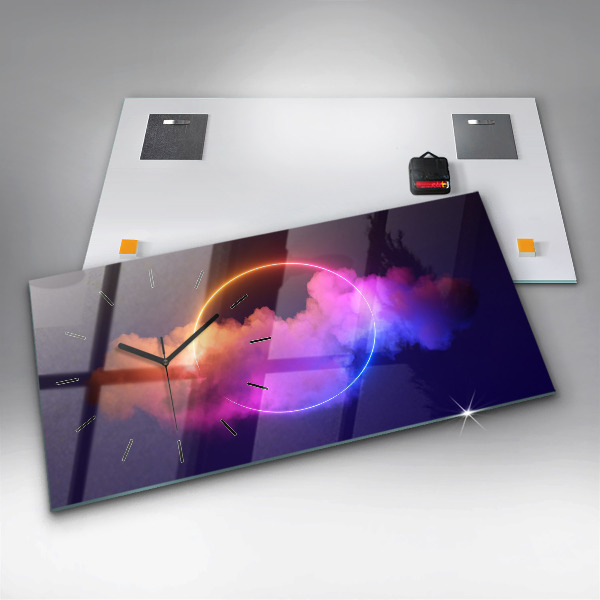 Horizontal wall clock 3D smoke abstract