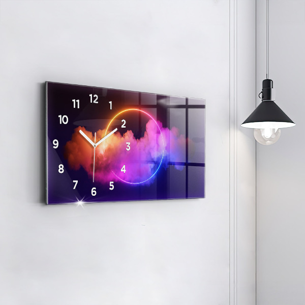 Horizontal wall clock 3D smoke abstract