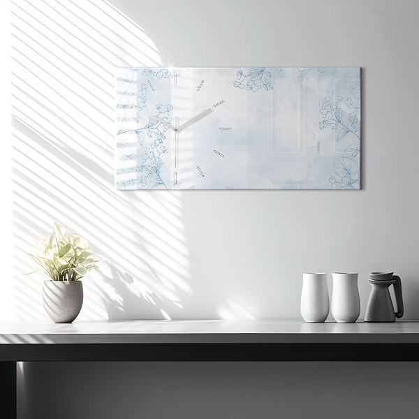 Horizontal wall clock Sketch of plants