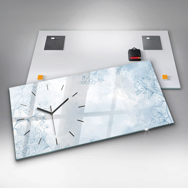 Horizontal wall clock Sketch of plants