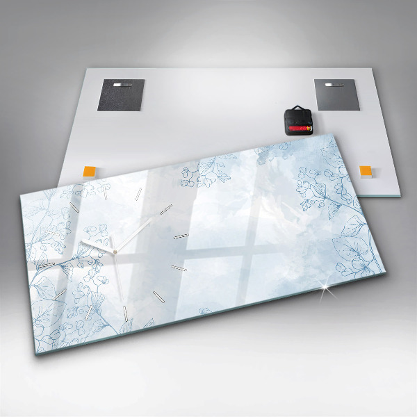 Horizontal wall clock Sketch of plants