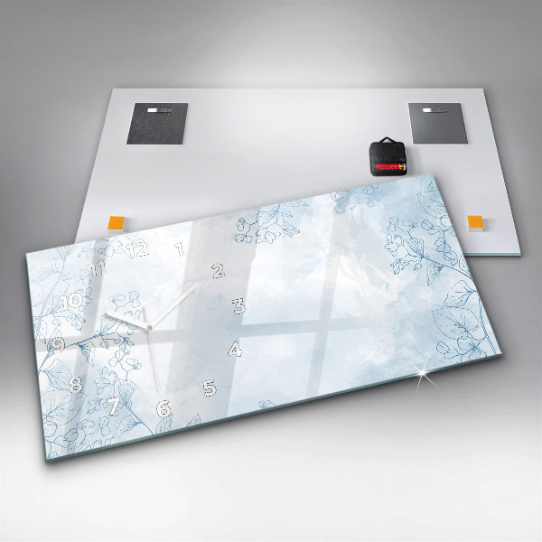 Horizontal wall clock Sketch of plants