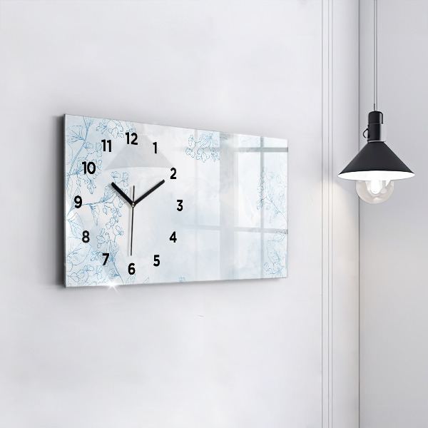 Horizontal wall clock Sketch of plants