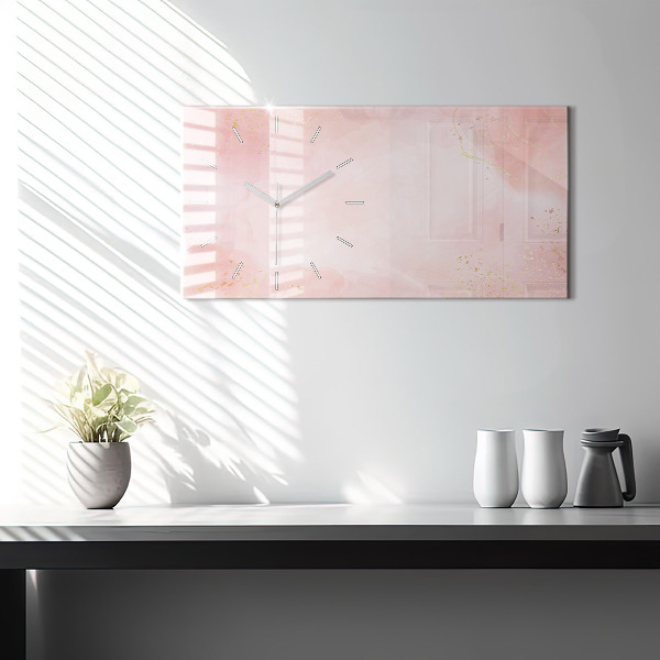 Horizontal wall clock Pink marble