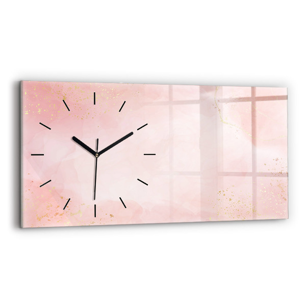 Horizontal wall clock Pink marble