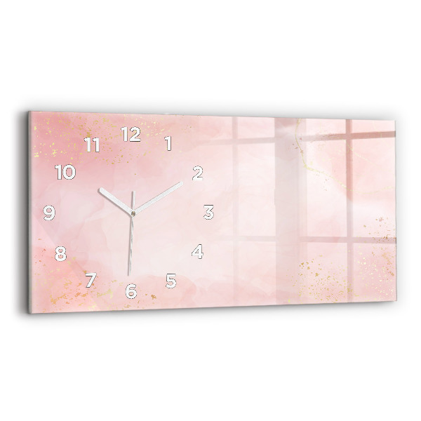 Horizontal wall clock Pink marble