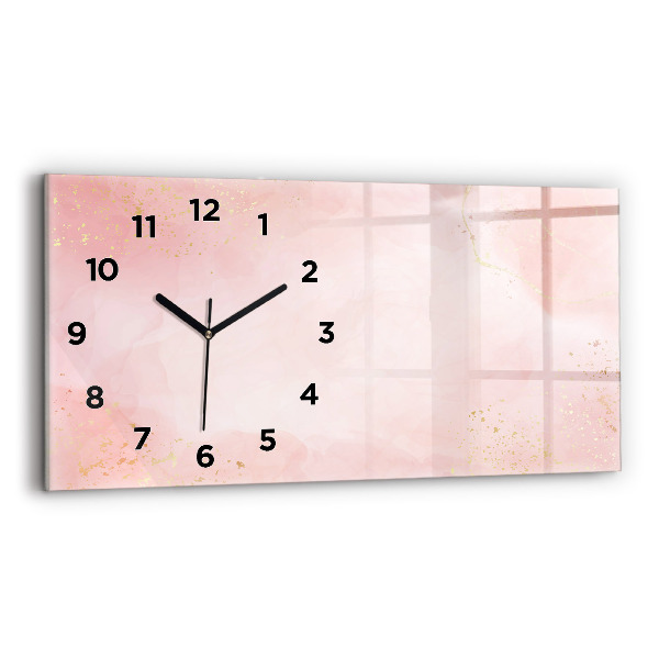 Horizontal wall clock Pink marble