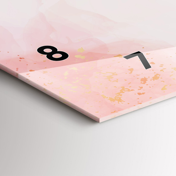 Horizontal wall clock Pink marble