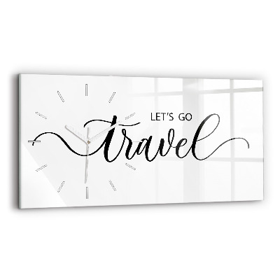 Horizontal wall clock The inscription Travel
