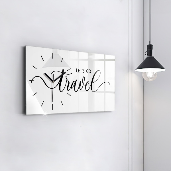 Horizontal wall clock The inscription Travel