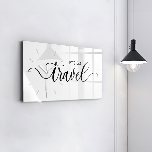 Horizontal wall clock The inscription Travel