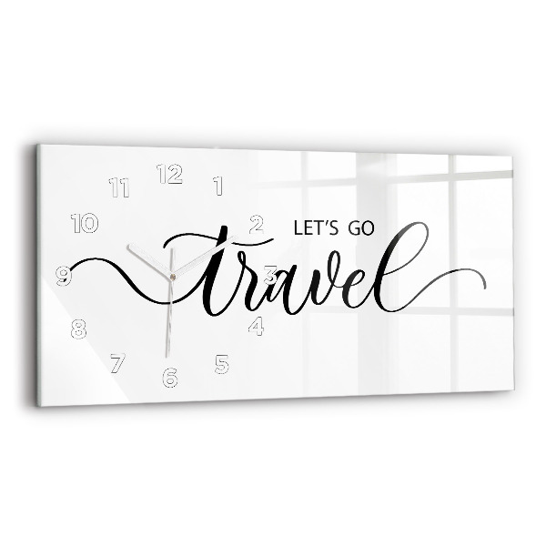 Horizontal wall clock The inscription Travel