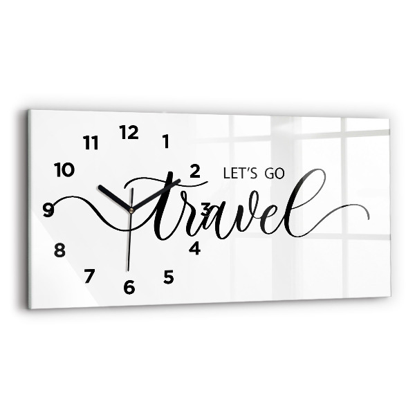Horizontal wall clock The inscription Travel