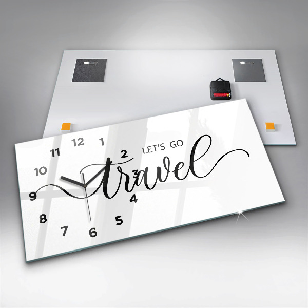 Horizontal wall clock The inscription Travel