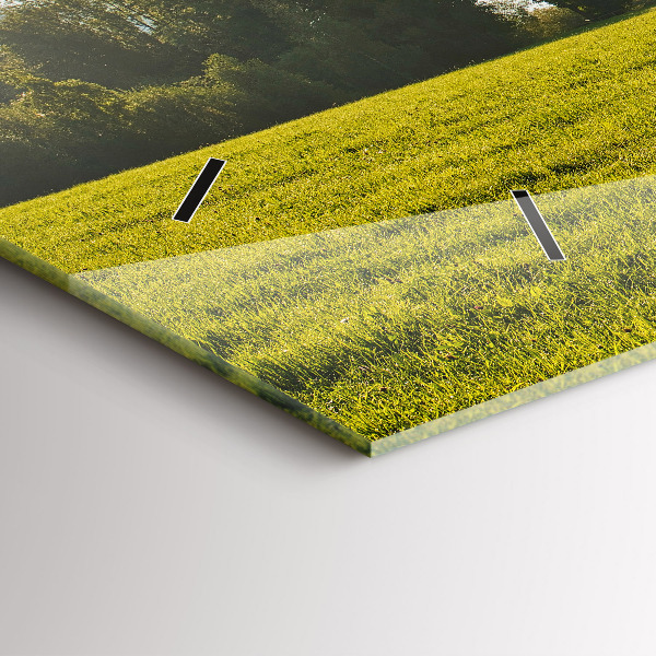 Horizontal wall clock Mountains and field