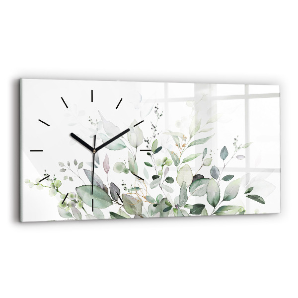 Horizontal wall clock Plants leaves