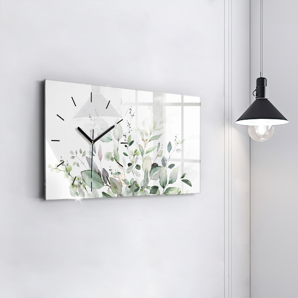 Horizontal wall clock Plants leaves