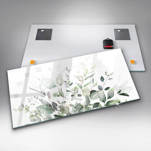 Horizontal wall clock Plants leaves