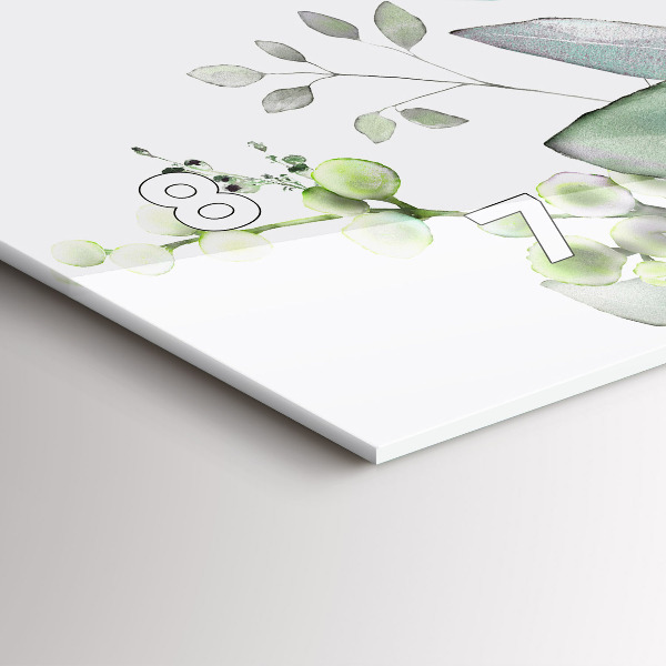 Horizontal wall clock Plants leaves