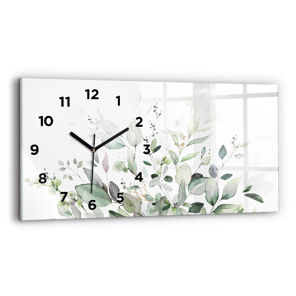 Horizontal wall clock Plants leaves