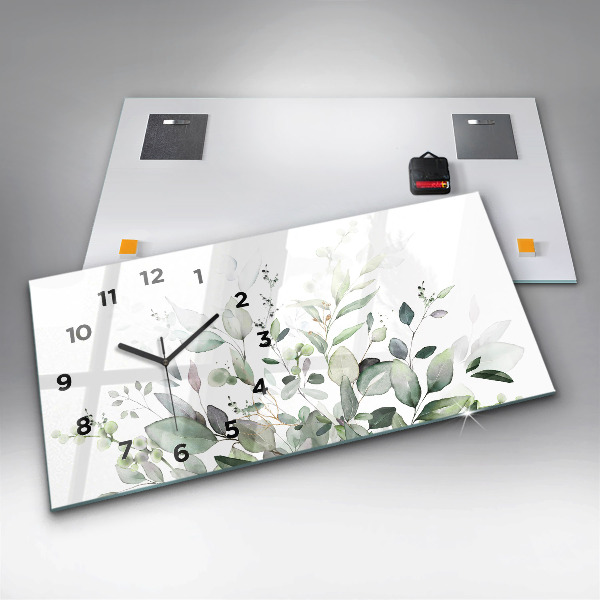 Horizontal wall clock Plants leaves
