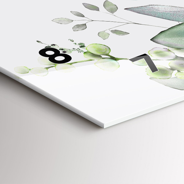 Horizontal wall clock Plants leaves