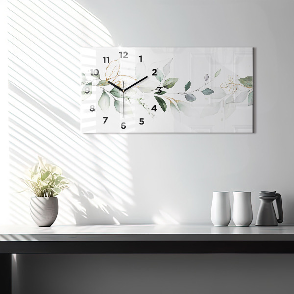 Horizontal wall clock Abstraction leaves