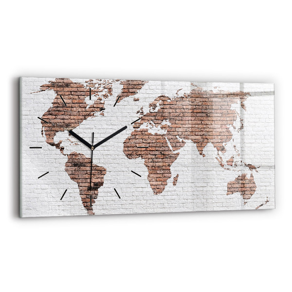 Horizontal wall clock Brick world map