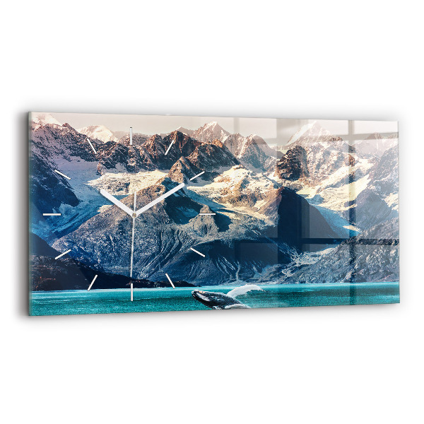 Horizontal wall clock Whale water