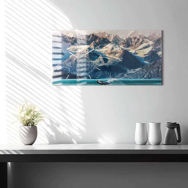 Horizontal wall clock Whale water