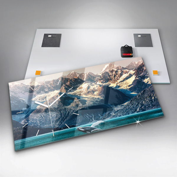Horizontal wall clock Whale water