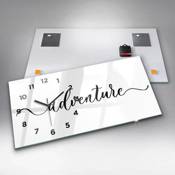 Horizontal wall clock Adventure inscription
