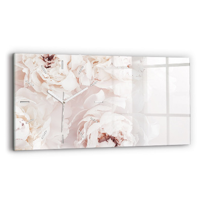 Horizontal wall clock Peony flowers